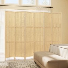 4-Panel Room Divider, 5.6 FT Bamboo Freestanding Folding Privacy Screen for Indoor Bedroom Office, Natural Wood