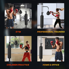 4-in-1 Free Standing Punching Bag, Height Adjustable Boxing Bag with 2 Speed Balls, 360° Reflex Bar, Black