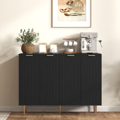 Modern Kitchen Storage Cabinet, Sideboard Buffet Cabinet with Adjustable Shelves for Hallway, Black