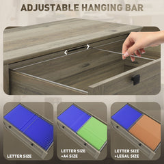 2 Drawer File Cabinet, Lockable Filing Cabinet with Adjustable Hanging Bar for Letter, A4 and Legal Size, Black