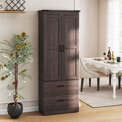 67" Tall Kitchen Pantry Storage Cabinet, Kitchen Pantry Cabinet with Doors, Drawers and Adjustable Shelves, Black