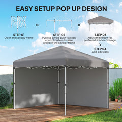 10' x 10' Pop Up Canopy with Sidewalls, Roller Bag, Height Adjustable Instant Tent for Outdoor, Garden, Patio, Black