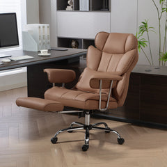 400LBS Massage Office Chair, Executive Office Chair with 6-Point Vibration, Footrest and Lumbar Support, Black