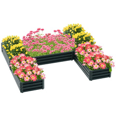 Steel Raised Garden Bed, Set of 5 Large Box Planters for Outdoor Plants Vegetables Flowers Herbs, 8x8x1ft, Black