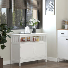 Kitchen Sideboard, Buffet Cabinet, Wooden Storage Console Table with 2-Level Cabinet and Open Shelf, Black