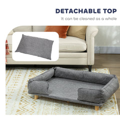 Washable Dog Sofa for Large Dogs, Elevated Pet Couch with Anti-slip Foot Pads, Dark Grey
