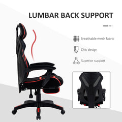 Gaming Chair, Ergonomic Computer Chair with Footrest, Headrest, Recliner Swivel Seat with Adjustable Height, Black