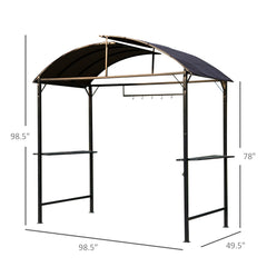8x4ft BBQ Gazebo Tent Metal Frame Arch Canopy Garden Sunshade Portable Shelter Backyard with Side Shelf Coffee
