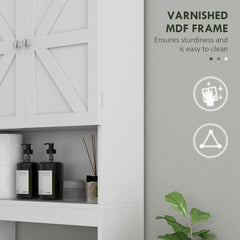 Over The Toilet Cabinet, Modern Bathroom Above Toilet Storage with Barn Doors and Open Shelf, Black