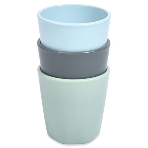 Tiny Twinkle Tableware 3 Pack Dish Set- BPA-Free Cups, Plates and Bowls Sets for Kids and Toddlers - Polypropylene Plastic Dinnerware Set (Sage, Charcoal, Iceblue - Cups)