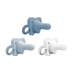 Dr. Brown’s HappyPaci 100% Silicone Pacifier 0-6m, BPA Free, White Blue Light Blue 3-Pack