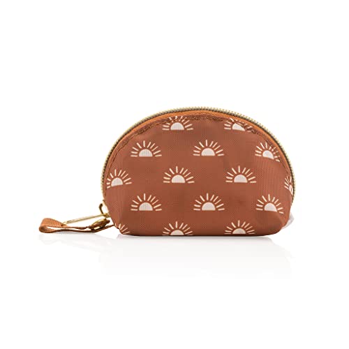 ITZY RITZY Everything Storage Pouch; Holds 2 Pacifiers; Snap Handle Attaches to Diaper Bag, Stroller or Purse; Pouch Can Also Hold Earbuds, Chargers, Change or Disposable Bags; Terracotta Sunrise