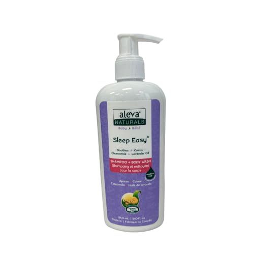 Aleva Naturals Sleep Easy Shampoo and Body Wash for Babies & Toddlers, Gentle on Eyes- Mega Pack - 8 Fl Oz x 6 (1.440L), Clear