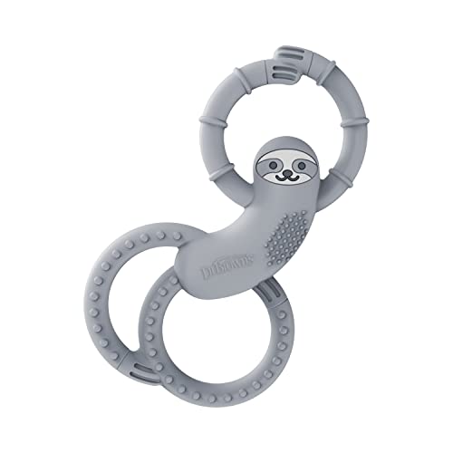 Dr. Brown's Flexees Sloth Teether for Infant & Baby, Gray, 100% Silicone, BPA Free, 3m+