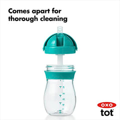 OXO Tot - Transitions Straw Cup - Spill-Proof No Mess - Transition from Bottle, Breast Feeding Sippy Cup - 9 oz - Gray