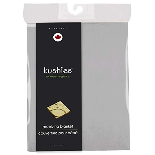 Kushies Premium Soft Newborn Flannel Receiving Blanket, 30" x 30" Square for swaddling, Solid Grey