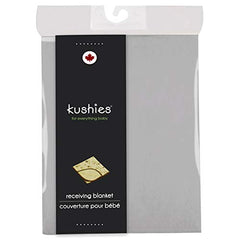 Kushies Premium Soft Newborn Flannel Receiving Blanket, 30" x 30" Square for swaddling, Solid Grey