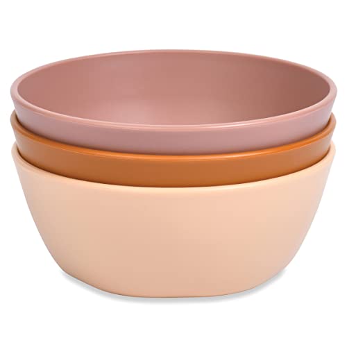 Tiny Twinkle Tableware 3 Pack Dish Set- BPA-Free Cups, Plates and Bowls Sets for Kids and Toddlers - Polypropylene Plastic Dinnerware Set (Sand, Cinnamon, Taupe - Bowls)