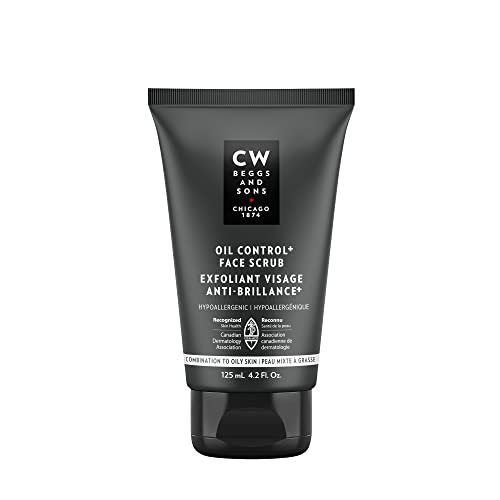 CW Beggs Oil Control+ Face Scrub for Men, Oily Skin, Hypoallergenic, Fragrance-Free, Paraben-Free, Alcohol-Free, Mineral Oil-Free, Cruelty-Free