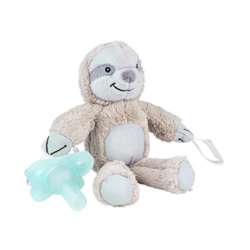 Dr. Brown's Baby Lovey Pacifier & Teether Holder, Sloth with Grey HappyPaci, 100% Silicone, 0-6m