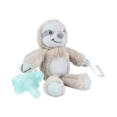 Dr. Brown's Baby Lovey Pacifier & Teether Holder, Sloth with Grey HappyPaci, 100% Silicone, 0-6m
