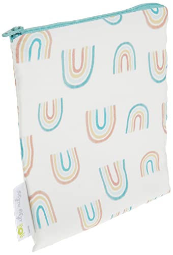 Itzy Ritzy Reusable Snack Bag – 7” x 7” BPA-Free Snack Bag is Food Safe, Washable and Ideal for Storing Snacks, Pacifiers, Electronics and Makeup in a Diaper Bag, Purse or Travel Bag, Over The Rainbow