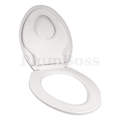 PlumBoss E2000 Elongated Toilet Seat with Built in Potty Training Toddlers Seat Magnetic Kids Seat Fits Both Adult and Child Plastic Off White
