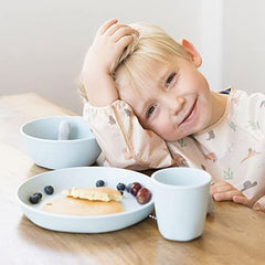 Tiny Twinkle Tableware 3 Pack Dish Set- BPA-Free Cups, Plates and Bowls Sets for Kids and Toddlers - Polypropylene Plastic Dinnerware Set (Sage, Charcoal, Iceblue - Cups)