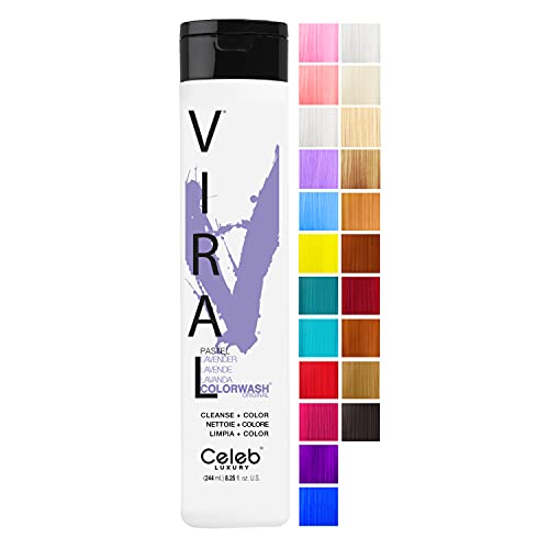 Celeb Luxury Viral Pastel Lavender Colorwash, Color Depositing Shampoo with Bondfix Bond Rebuilder, Semi Permanent Hair Colour Glaze, Vegan Hair Dye, Maintains and Refreshes Light Purple Color