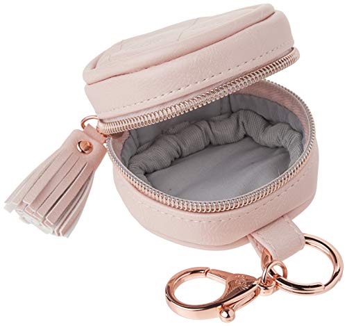 Itzy Ritzy Pacifier Case with Clip – Pacifier Charm Pod Includes Clasp to Easily Attach to a Diaper Bag or Purse; Measures 2.5” in Diameter and Holds 2 Pacifiers, Blush