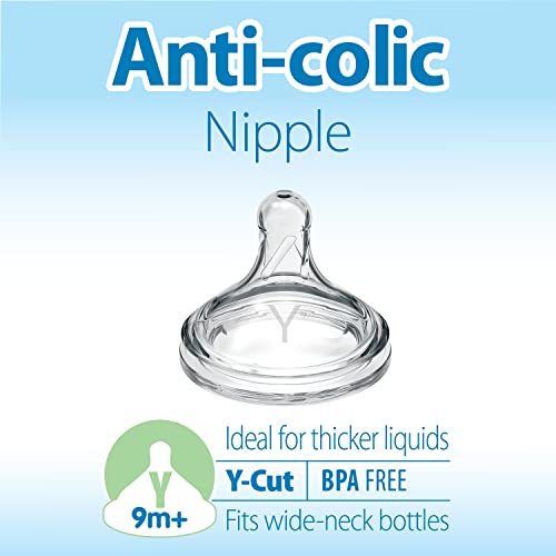Dr. Brown's Options+ Wide-Neck Baby Bottle Nipple, Y-Cut (9 Months+), 6 Pack