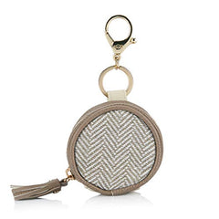Itzy Ritzy Pacifier Case with Clip – Pacifier Charm Pod Includes Clasp to Easily Attach to a Diaper Bag or Purse; Measures 2.5” in Diameter and Holds 2 Pacifiers, Vanilla Latte