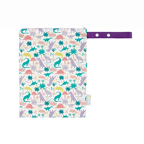 Itzy Ritzy Sealed Wet Bag with Adjustable Handle – Washable and Reusable Wet Bag with Water Resistant Lining Ideal for Swimwear, Diapers, Gym Clothes & Toiletries; Measures 11” x 14”, Darling Dinos