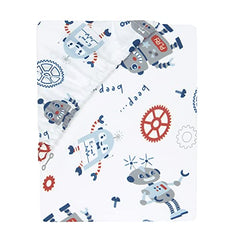 Bedtime Originals Robbie Robot Fitted Crib Sheet, White