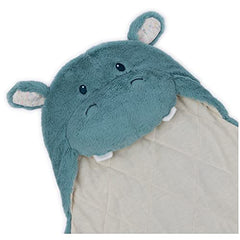 Baby GUND Oh So Snuggly Hippo Blanket Wrap, Plush Hooded Baby Blanket Wrap for Newborns, Blue/Cream, 26”