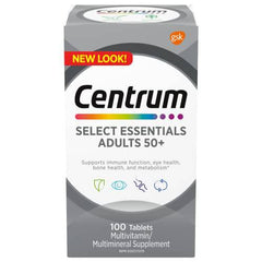 Centrum Adult Select Essentials Mulitvitamins/Minerals Supplement for Men & Women 50 Plus, 100 Tablets