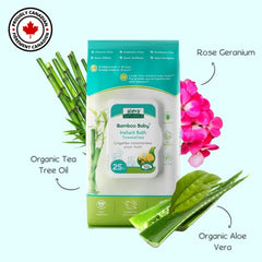 Aleva Naturals Hypoallergenic Bamboo Baby Instant Bath Towelettes Wipes for Babies and Toddlers with Sensitive Skin, Natural and Organic Formula, Biodegradable, Extra Large and Ultra-Soft - 25 Count