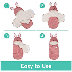 Baby GUND Oh So Snuggly Bunny Blanket Wrap, Plush Hooded Baby Blanket Wrap for Newborns, Pink/Cream, 26”