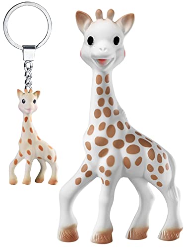 Sophie la girafe - Save The Giraffes Gift Set - Teething Toy Made of Natural Rubber for Babies and Toddler - Sophie la Girafe Keychain - For 3 Months+ - 516514