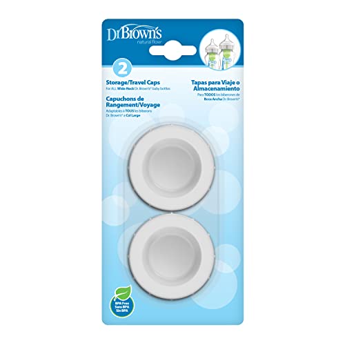 Dr. Brown’s Wide-Neck Baby Bottle Storage Travel Caps, 2 Count
