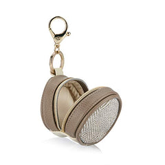 Itzy Ritzy Pacifier Case with Clip – Pacifier Charm Pod Includes Clasp to Easily Attach to a Diaper Bag or Purse; Measures 2.5” in Diameter and Holds 2 Pacifiers, Vanilla Latte