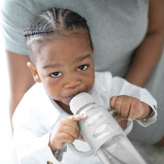 Dr. Brown's Narrow Transitional Sippy Bottle with Silicone Handles, 8oz/250ml - Gray