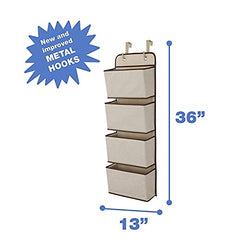Delta Children 4 Pocket Over The Door Hanging Organizer, 2 Pack, Beige/Tan