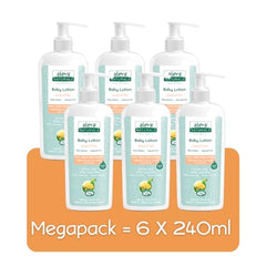 Aleva Naturals Baby Lotion Face + Body Moisturizer - For Sensitive Dry Skin, Face and Body Lotion, Made with Natural and Organic Ingredients, for Babies and Toddlers, Mega Pack- 6x240ml = 1.440L, White