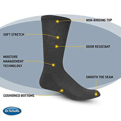Dr. Scholl's Men's Diabetes & Circulator Socks, Black, 13-15