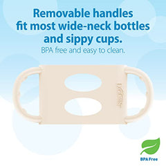 Dr. Brown’s Milestones Wide-Neck Transitional Sippy Bottle with Silicone Handles, 9oz 6m+ Light Pink and Ecru 2-Pack