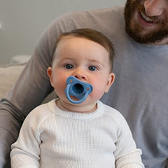 Dr. Brown’s HappyPaci 100% Silicone Pacifier 0-6m, BPA Free, White Blue Light Blue 3-Pack