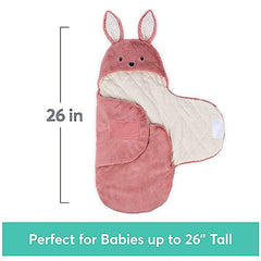 Baby GUND Oh So Snuggly Bunny Blanket Wrap, Plush Hooded Baby Blanket Wrap for Newborns, Pink/Cream, 26”