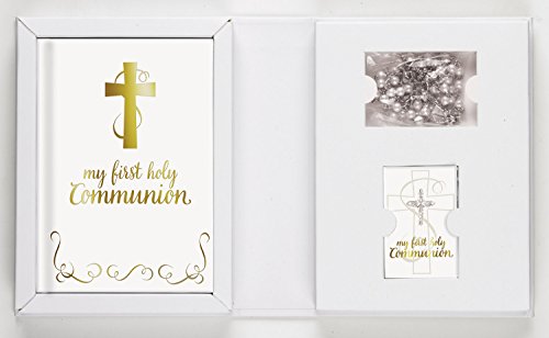 Creative Brands Faithworks-Abundant Grace First Communion Gift Set, 5-Piece, Girl, White,Gold