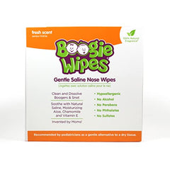 Boogie Wipes Natural Saline Nose Wipes for Kids and Babies, Fresh, 90-Count